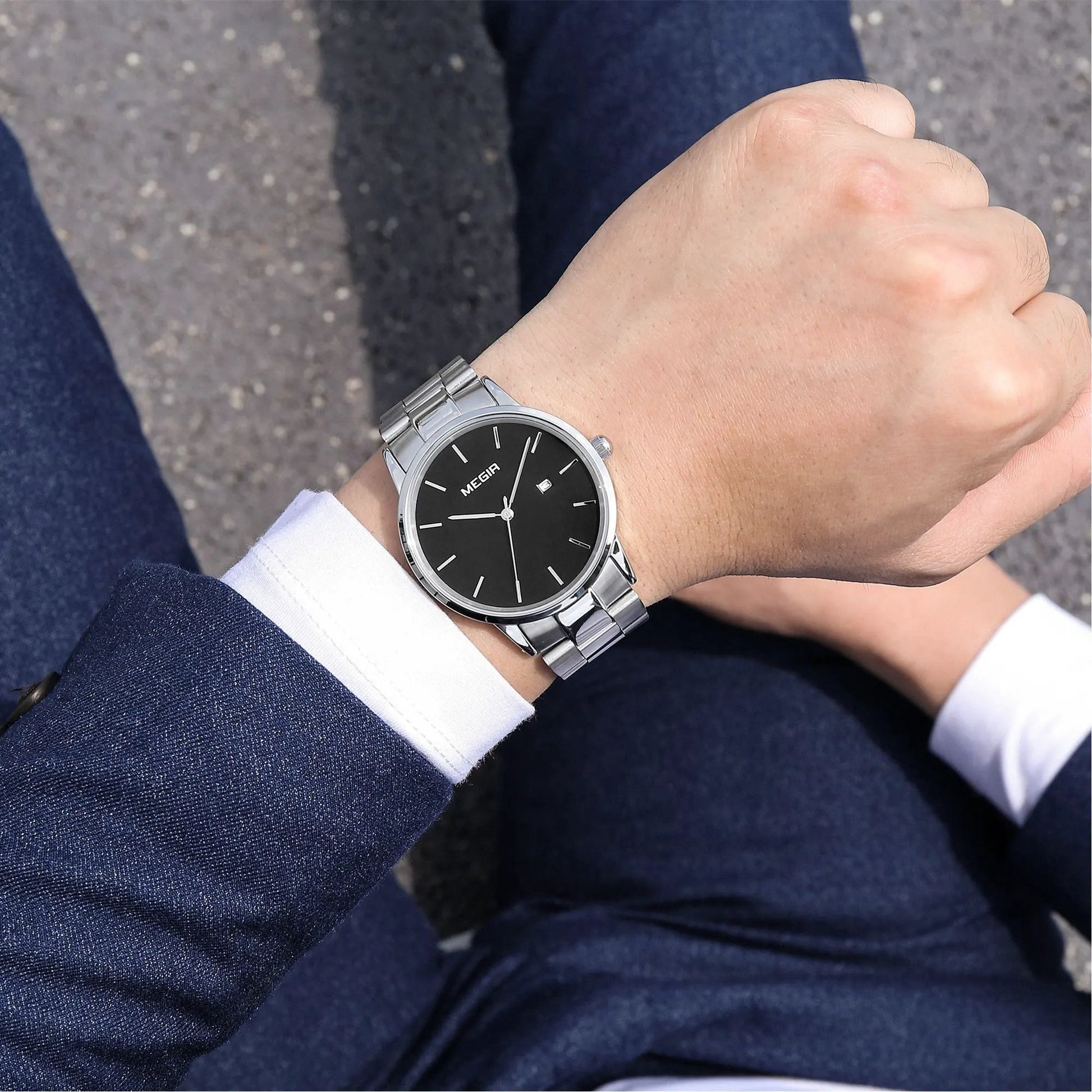 MEGIR Quartz Watch for Men Top Brand Luxury Steel Band Wristwatches Business Casual Date Clock Waterproof Relogio Masculino 2164 by MEGIR WATCH GROUP
