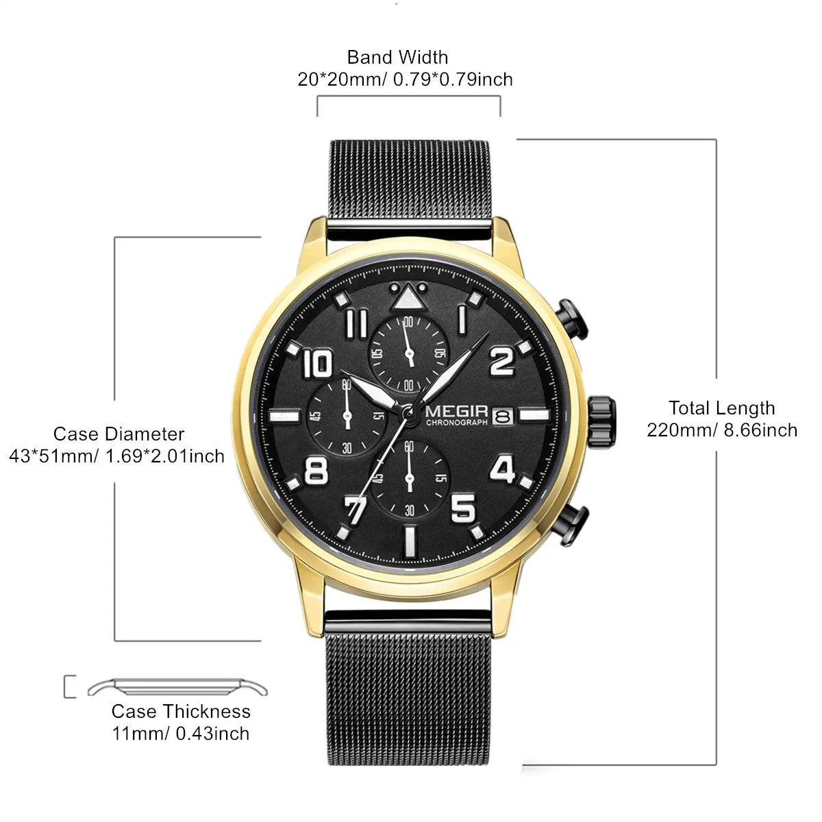 MEGIR Luxury Watches for Mens Casual Business Quartz Wrist Watch Calendar Date Man Clock Chronograph Relogio Masculino 2157 by MEGIR WATCH GROUP