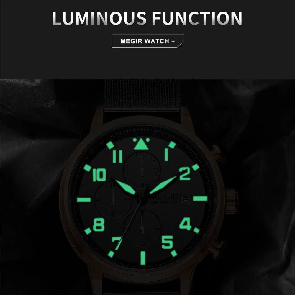 MEGIR Luxury Watches for Mens Casual Business Quartz Wrist Watch Calendar Date Man Clock Chronograph Relogio Masculino 2157 by MEGIR WATCH GROUP