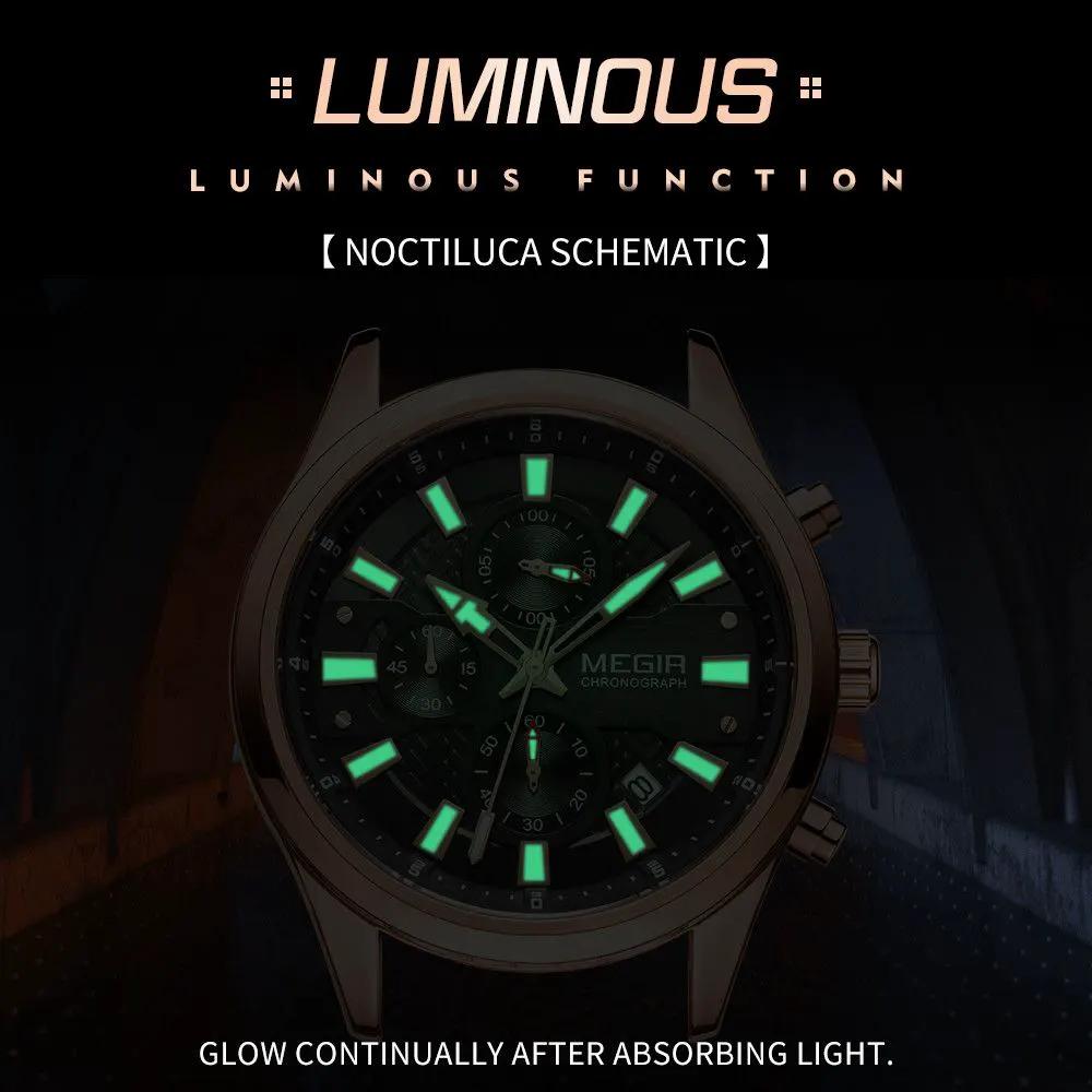 MEGIR Fashion Men Watches Luxury Business Wristwatch Stainless Steel Quartz Watch Calendar Luminous Man Clock Relogio Masculino 2154 by MEGIR WATCH GROUP