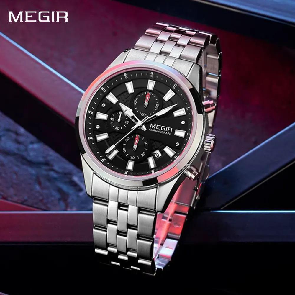 MEGIR Fashion Men Watches Luxury Business Wristwatch Stainless Steel Quartz Watch Calendar Luminous Man Clock Relogio Masculino 2154 by MEGIR WATCH GROUP