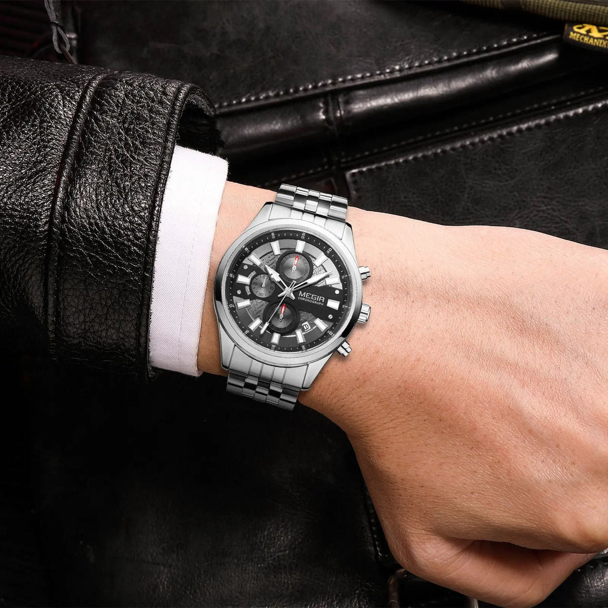 MEGIR Fashion Men Watches Luxury Business Wristwatch Stainless Steel Quartz Watch Calendar Luminous Man Clock Relogio Masculino 2154 by MEGIR WATCH GROUP