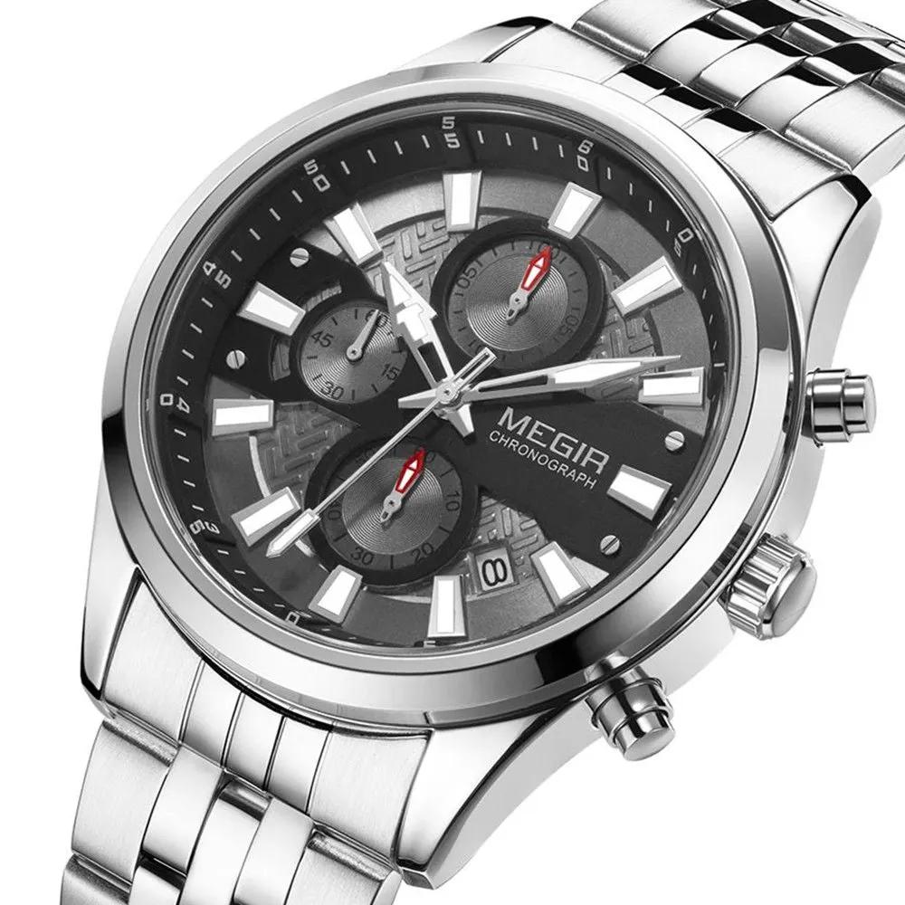 MEGIR Fashion Men Watches Luxury Business Wristwatch Stainless Steel Quartz Watch Calendar Luminous Man Clock Relogio Masculino 2154 by MEGIR WATCH GROUP