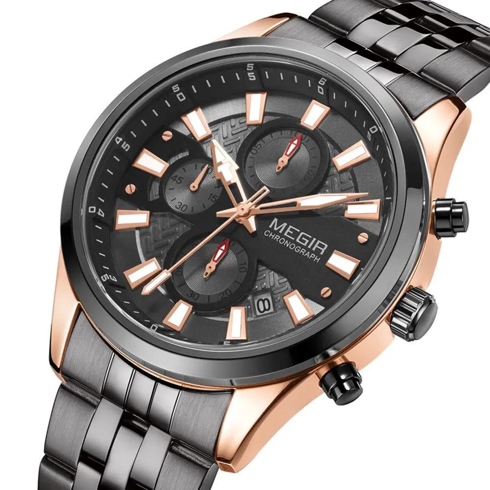 MEGIR Fashion Men Watches Luxury Business Wristwatch Stainless Steel Quartz Watch Calendar Luminous Man Clock Relogio Masculino 2154 by MEGIR WATCH GROUP