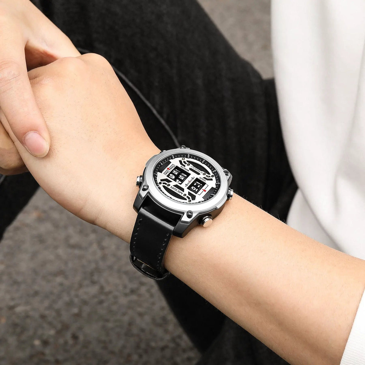 MEGIR Men's Watch Roller Business Casual Wristwatch Leather Fashion Sports Quartz Watch Chronograph Waterproof Male Clock 2142 by MEGIR WATCH GROUP