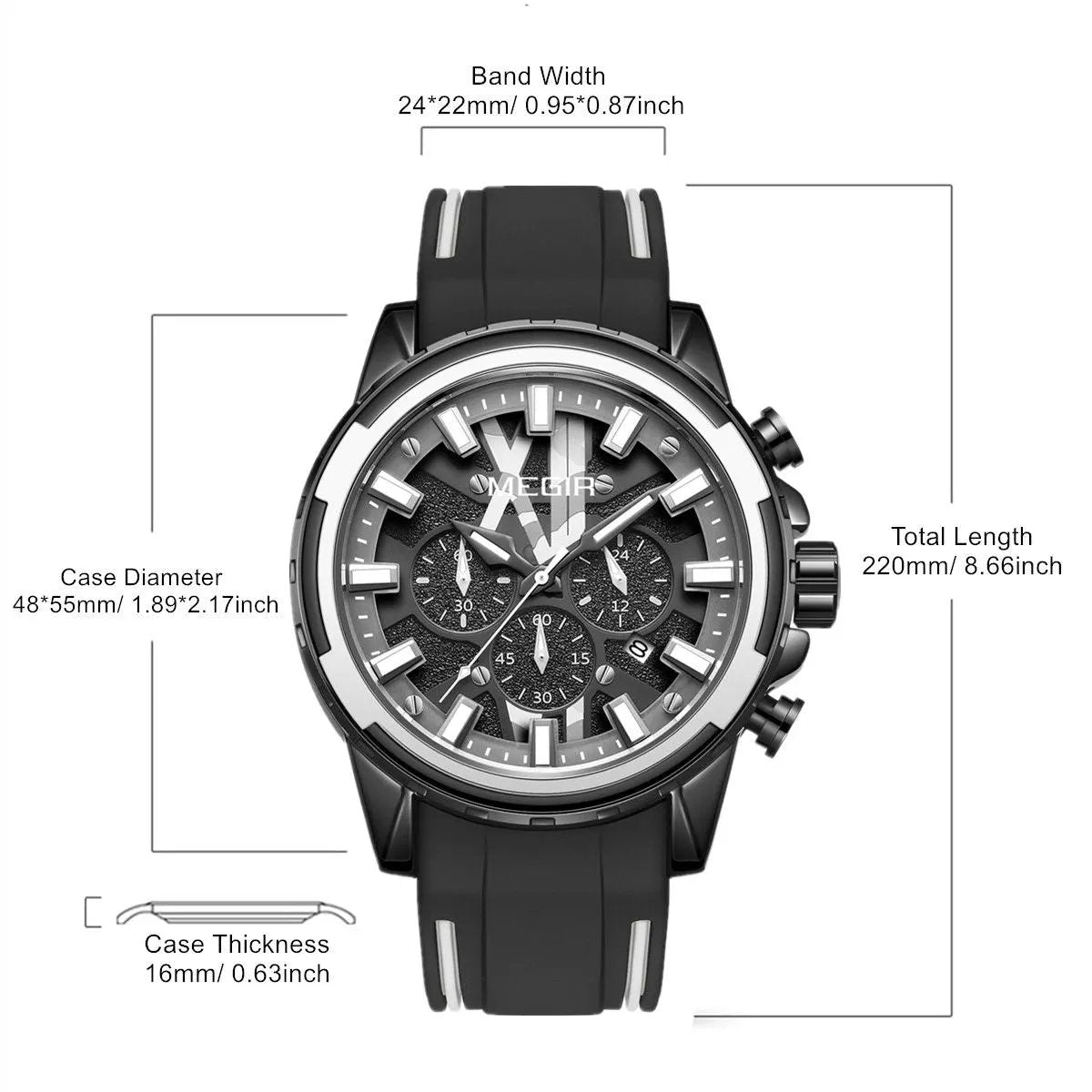 MEGIR New Sport Watch for Luxury Silicone Quartz Casual Wristwatch Waterproof Military Wrist Watch Man Clock Reloj Hombre 2133 by MEGIR WATCH GROUP