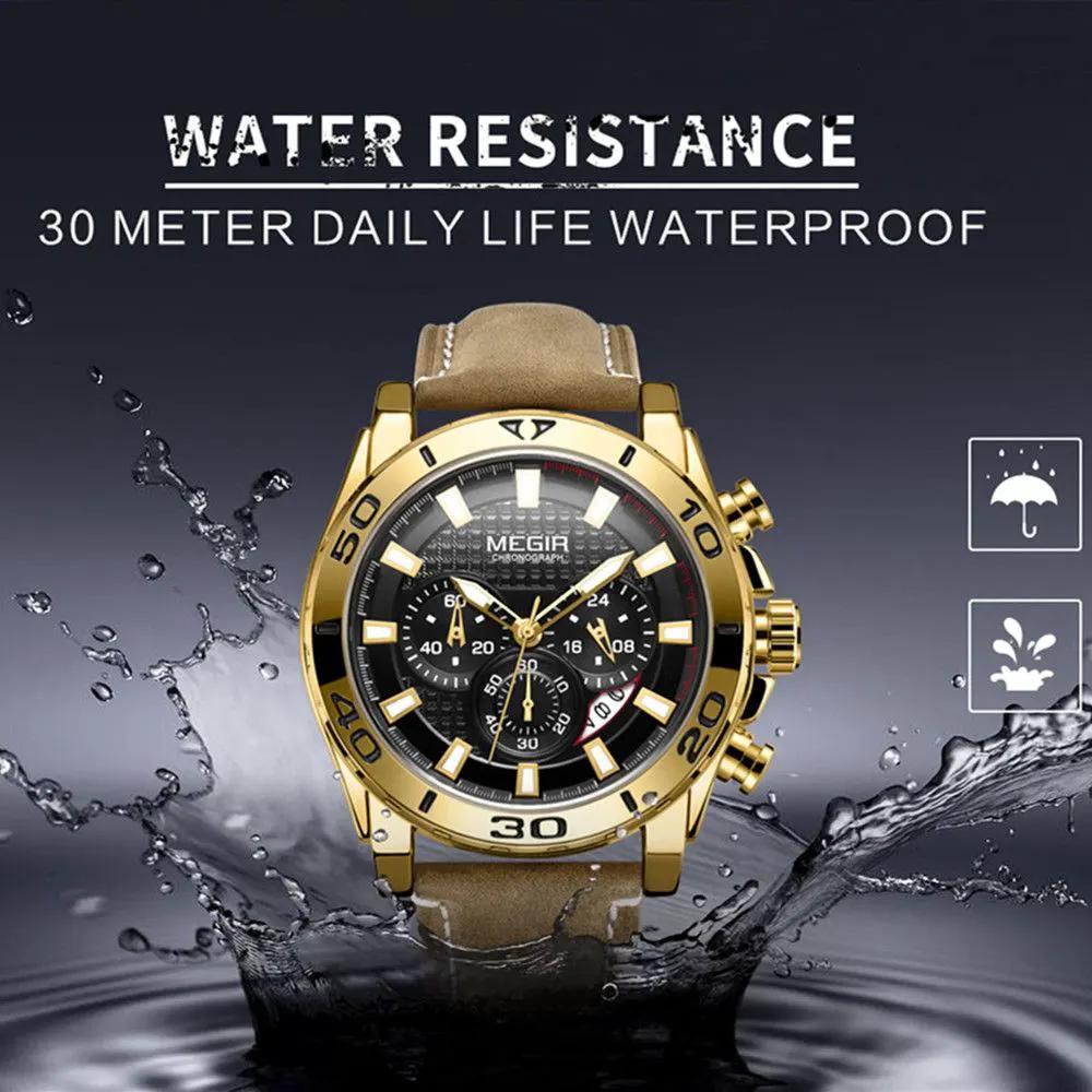 MEGIR Men Watches Brand Luxury Sports Quartz Chronograph Men's Army Military Wristwatch Leather Strap Male Clock Reloj Hombre 2094 by MEGIR WATCH GROUP