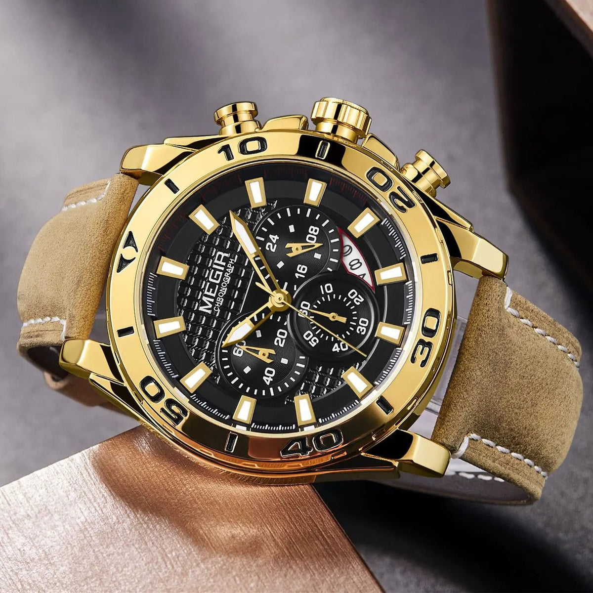 MEGIR Men Watches Brand Luxury Sports Quartz Chronograph Men's Army Military Wristwatch Leather Strap Male Clock Reloj Hombre 2094 by MEGIR WATCH GROUP