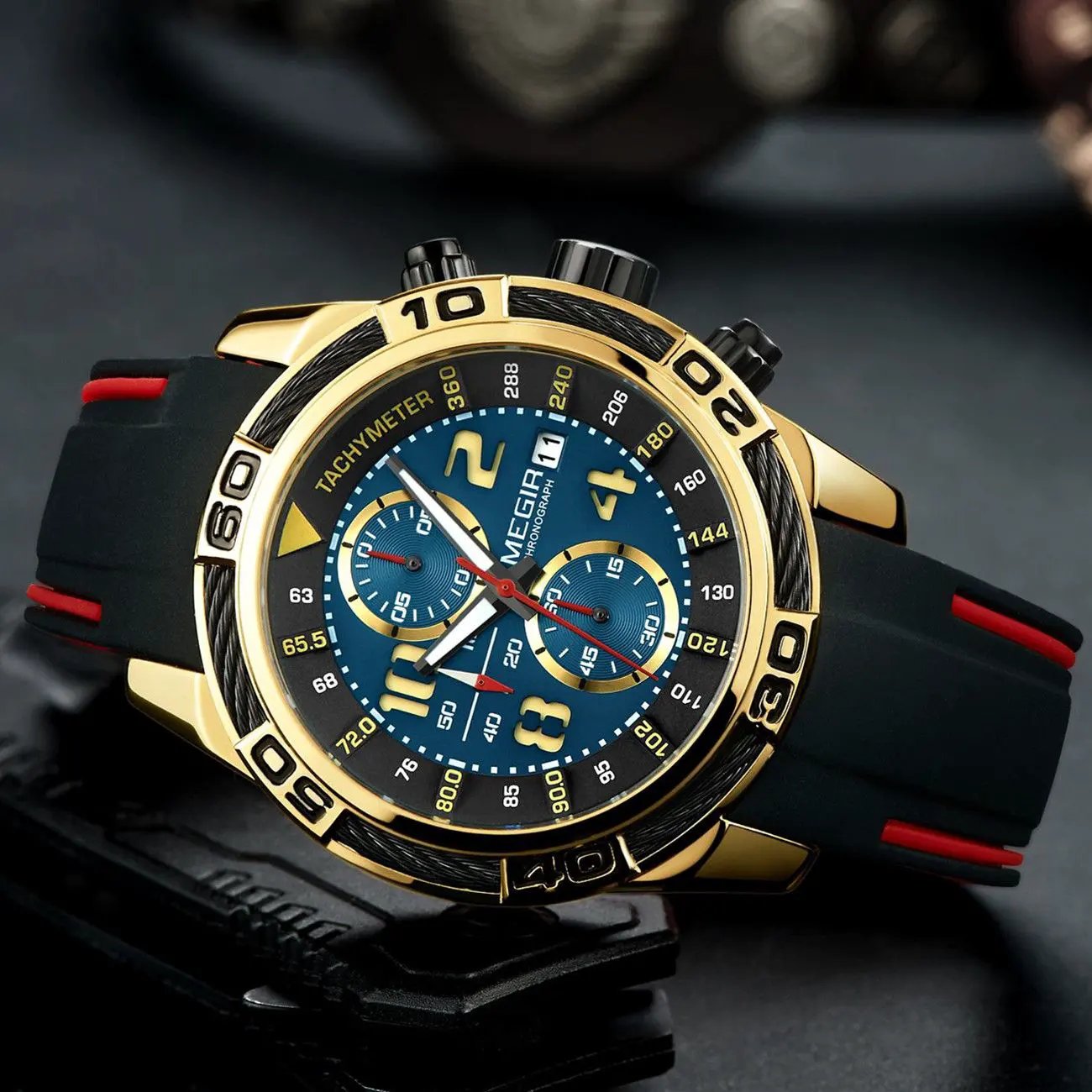 MEGIR Fashion Sports Watches for Men Luxury Quartz Casual Wristwatch Silicone Strap Man Chronograph Clock Relogio Masculino 2045 by MEGIR WATCH GROUP