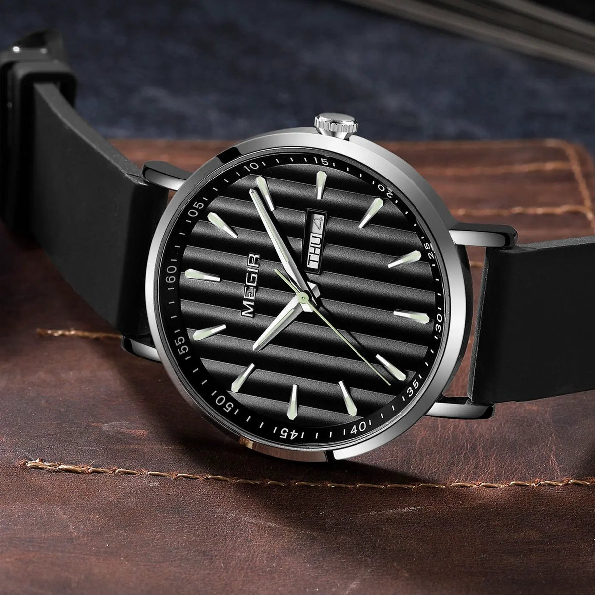 MEGIR Luxury Big Dial Mens Watch Fashion Quartz Casual Sport Wristwatch for Men Waterproof Week Date Display Clock Reloj Hombre 1081 by MEGIR WATCH GROUP