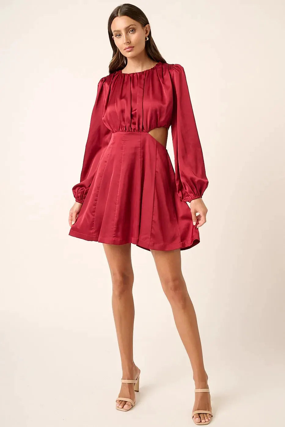 Mittoshop Satin Side Cutout Detail Mini Dress by Mittoshop