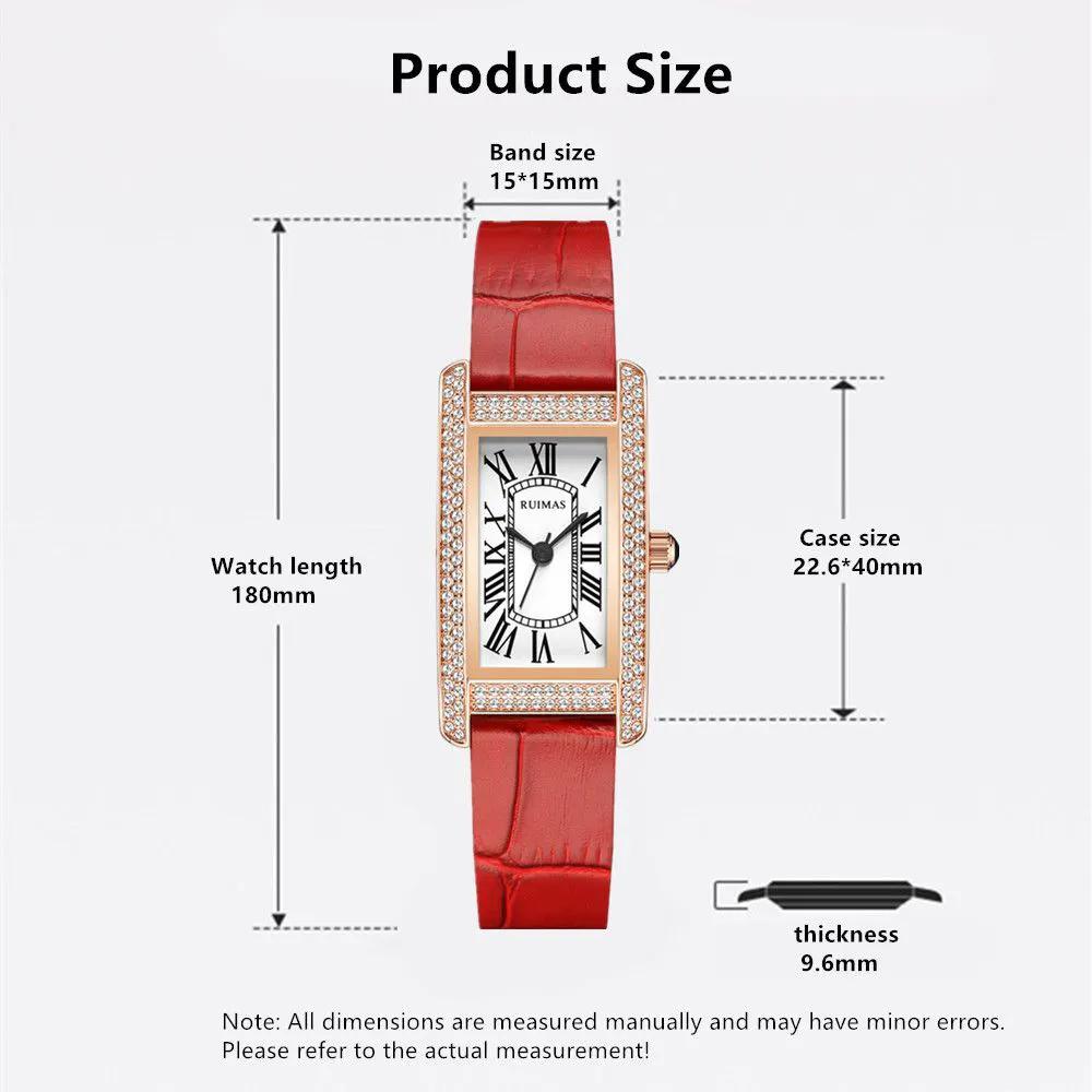 RUIMAS Brand Wrist Watches For Women Square Rose Gold WristWatch Fashion Luxury Leather Female Casual Ladies Quartz Watch Clock 335 by MEGIR WATCH GROUP