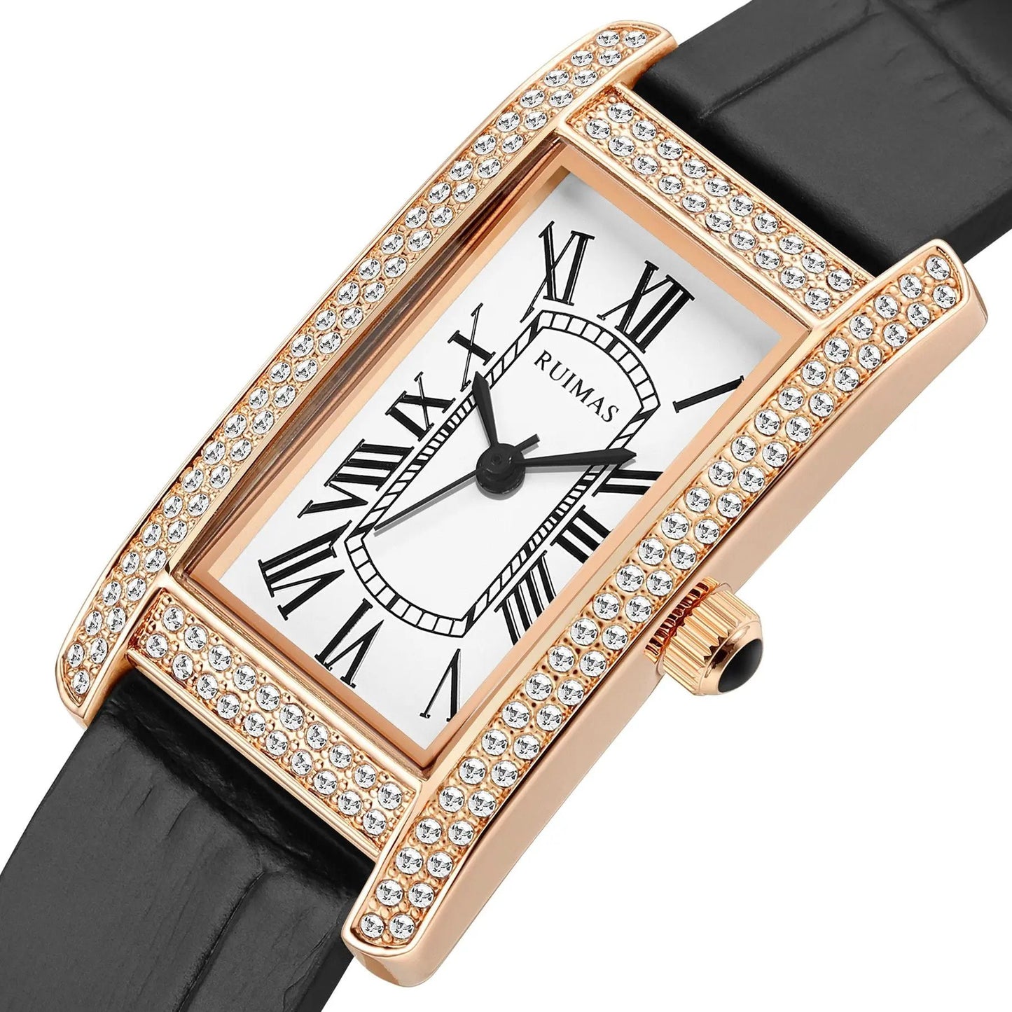 RUIMAS Brand Wrist Watches For Women Square Rose Gold WristWatch Fashion Luxury Leather Female Casual Ladies Quartz Watch Clock 335 by MEGIR WATCH GROUP