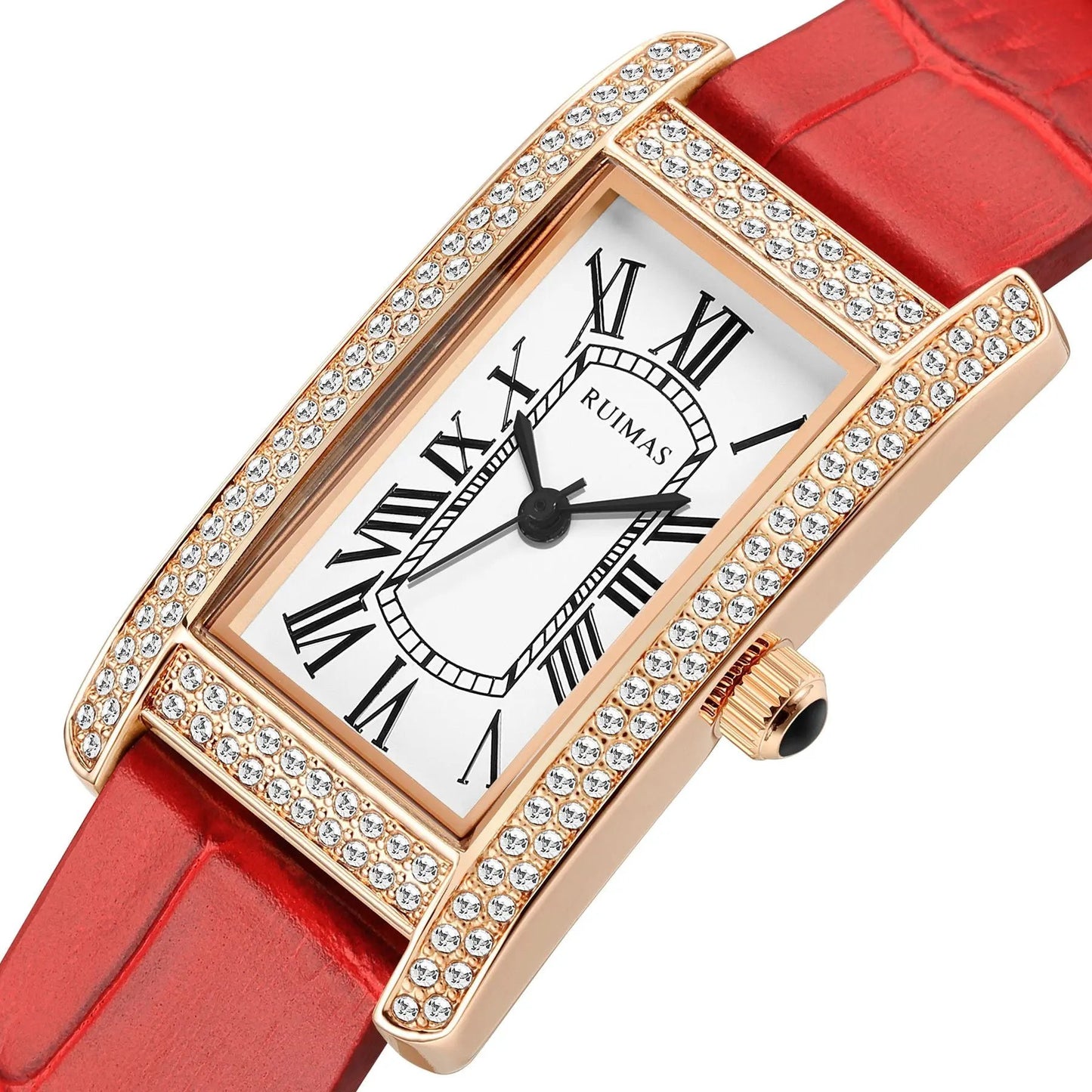 RUIMAS Brand Wrist Watches For Women Square Rose Gold WristWatch Fashion Luxury Leather Female Casual Ladies Quartz Watch Clock 335 by MEGIR WATCH GROUP