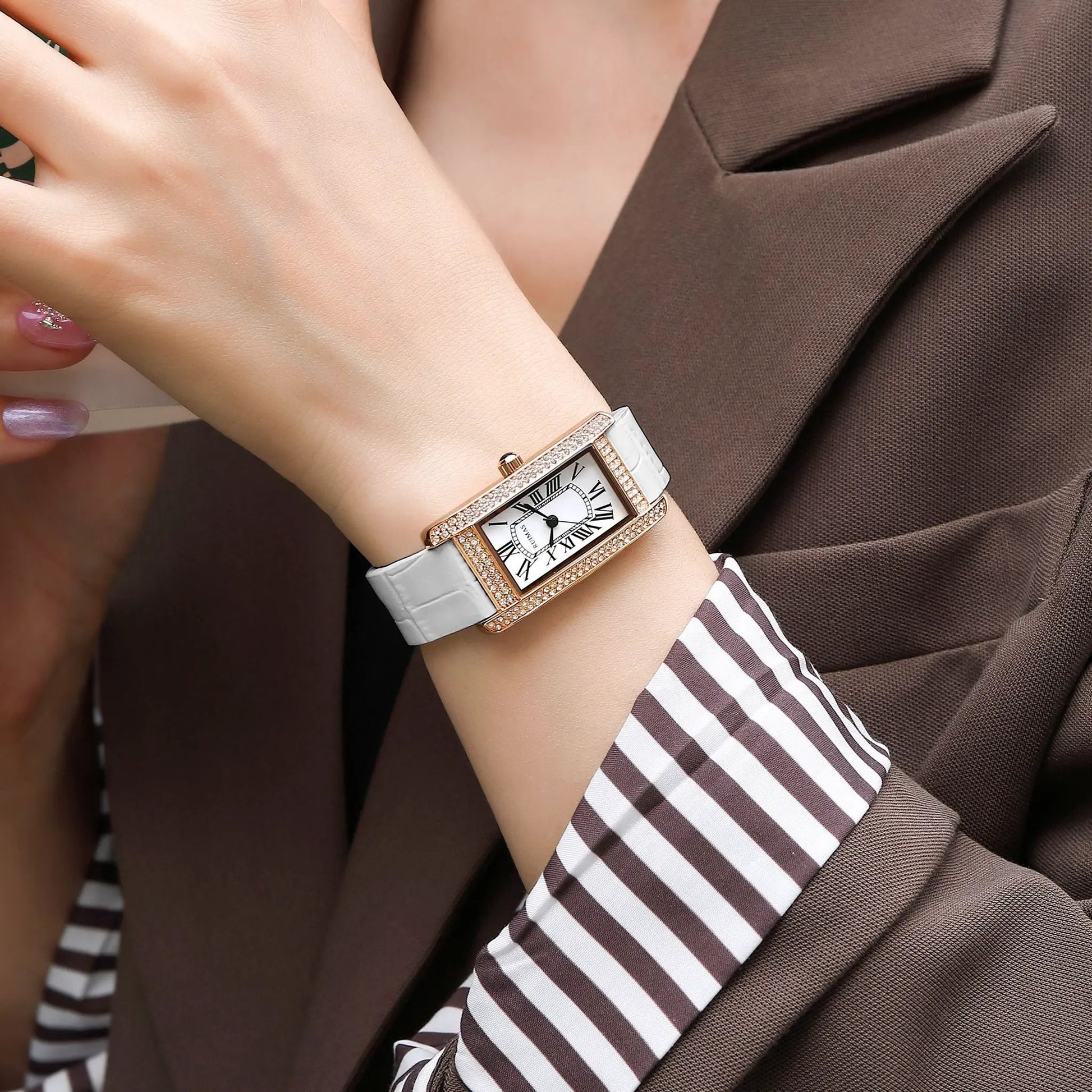 RUIMAS Brand Wrist Watches For Women Square Rose Gold WristWatch Fashion Luxury Leather Female Casual Ladies Quartz Watch Clock 335 by MEGIR WATCH GROUP