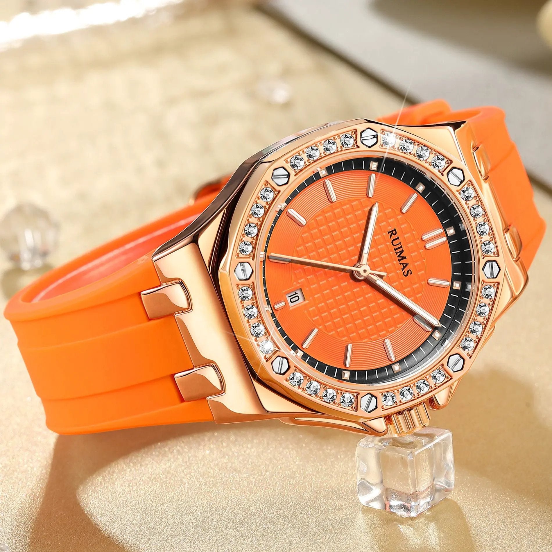 RUIMAS Women Bracelet Quartz Watches Luxury Fashion Ladies Diamond Large Dial Female Elegant Wristwatches Clock Montre Femme 339 by MEGIR WATCH GROUP