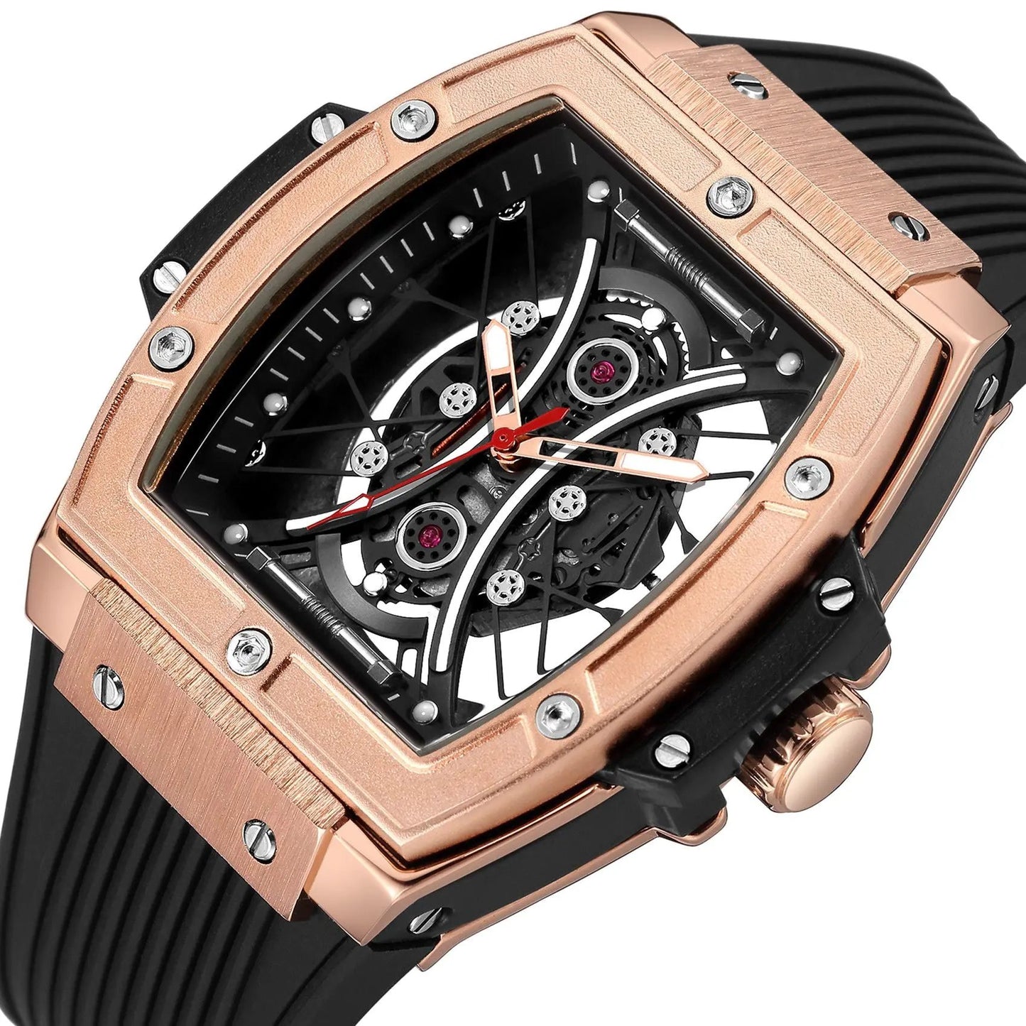 RUIMAS Quartz Sport Watches for Man Hollow Out Fashion Men Wristwatch 3ATM Waterproof Silicone Strap Clock Relogio Masculino 334 by MEGIR WATCH GROUP