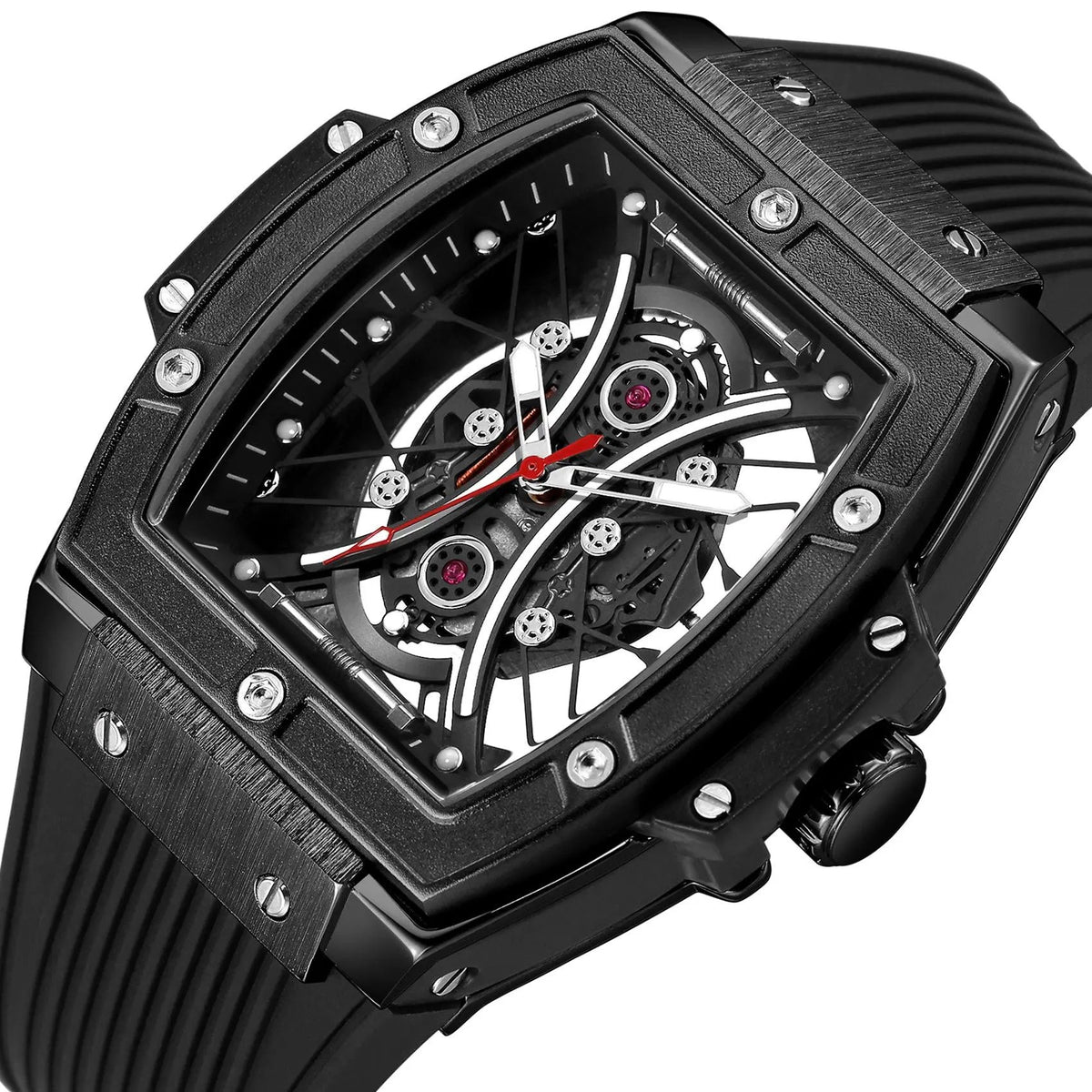 RUIMAS Quartz Sport Watches for Man Hollow Out Fashion Men Wristwatch 3ATM Waterproof Silicone Strap Clock Relogio Masculino 334 by MEGIR WATCH GROUP