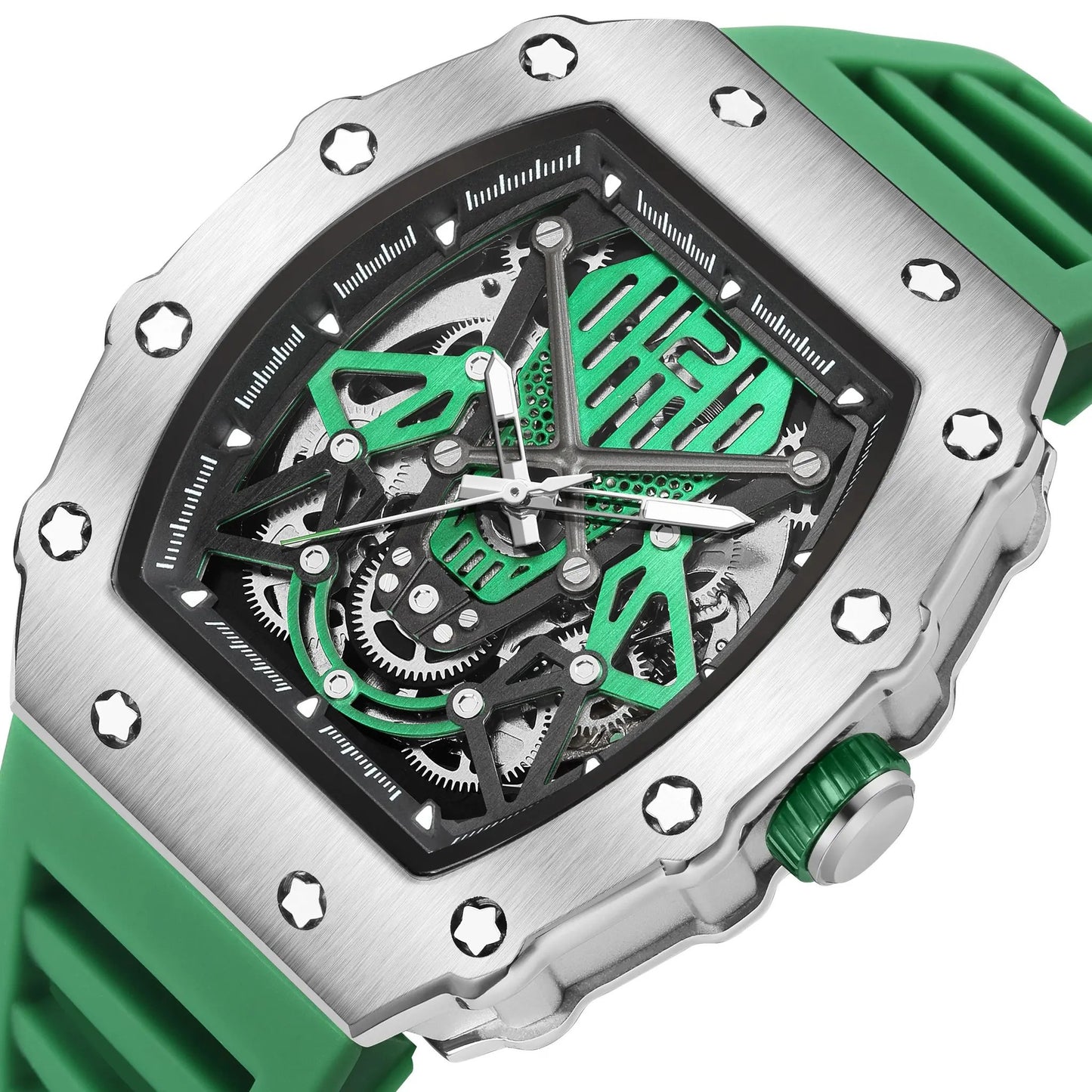 RUIMAS Luxury Watch Men Fashion Automatic Mechanical Watches Clock Silicone Strap Sport Casual Wristwatch Big Dial Reloj Hombre 341 by MEGIR WATCH GROUP