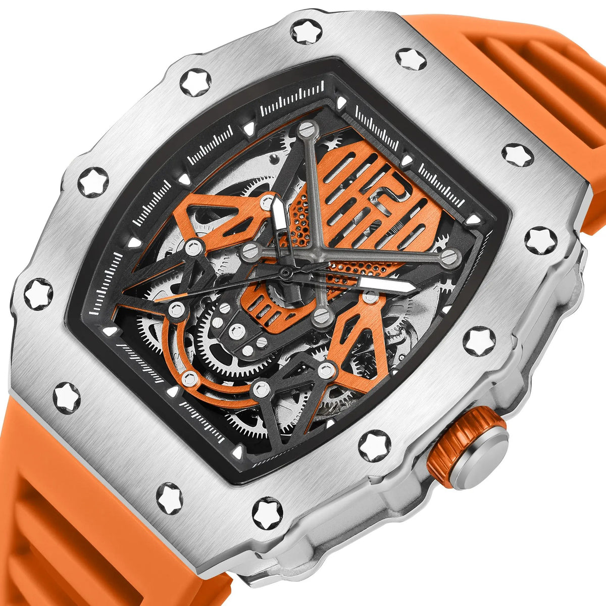 RUIMAS Luxury Watch Men Fashion Automatic Mechanical Watches Clock Silicone Strap Sport Casual Wristwatch Big Dial Reloj Hombre 341 by MEGIR WATCH GROUP