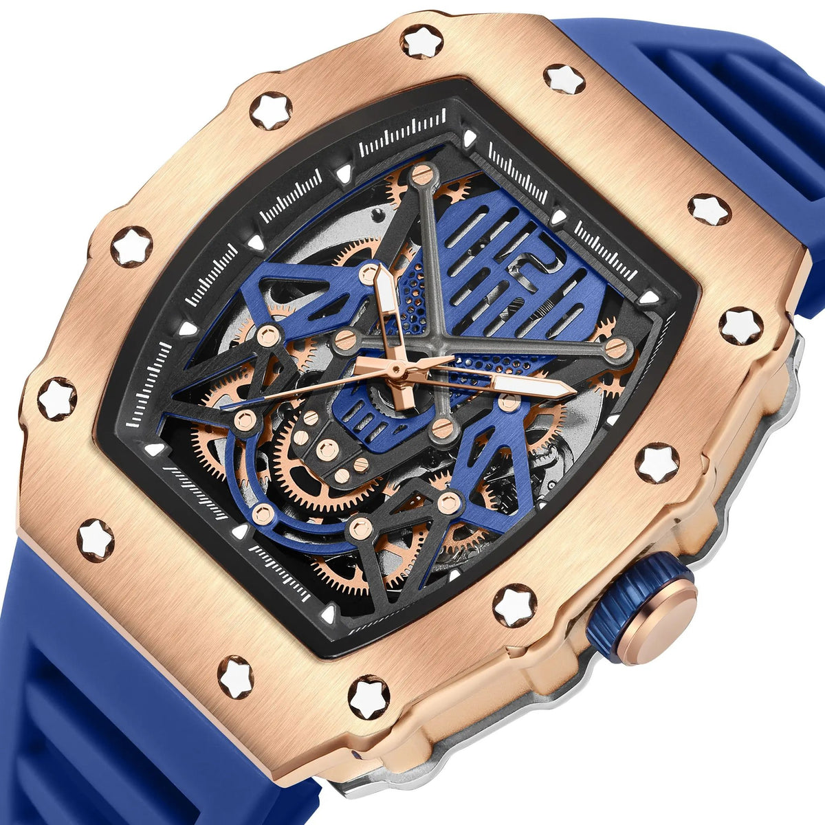 RUIMAS Luxury Watch Men Fashion Automatic Mechanical Watches Clock Silicone Strap Sport Casual Wristwatch Big Dial Reloj Hombre 341 by MEGIR WATCH GROUP