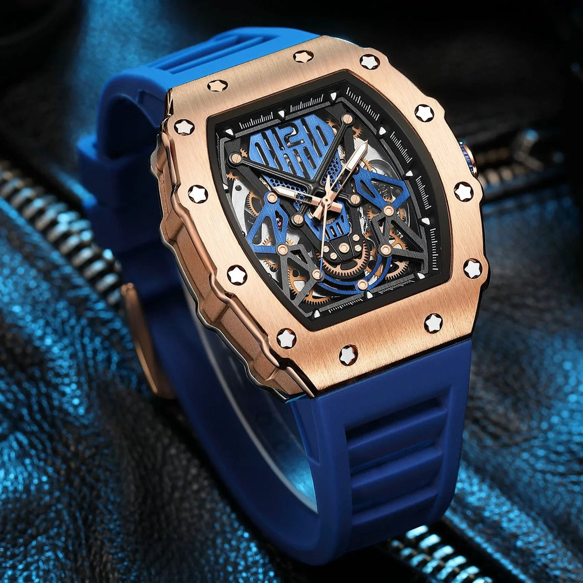 RUIMAS Luxury Watch Men Fashion Automatic Mechanical Watches Clock Silicone Strap Sport Casual Wristwatch Big Dial Reloj Hombre 341 by MEGIR WATCH GROUP