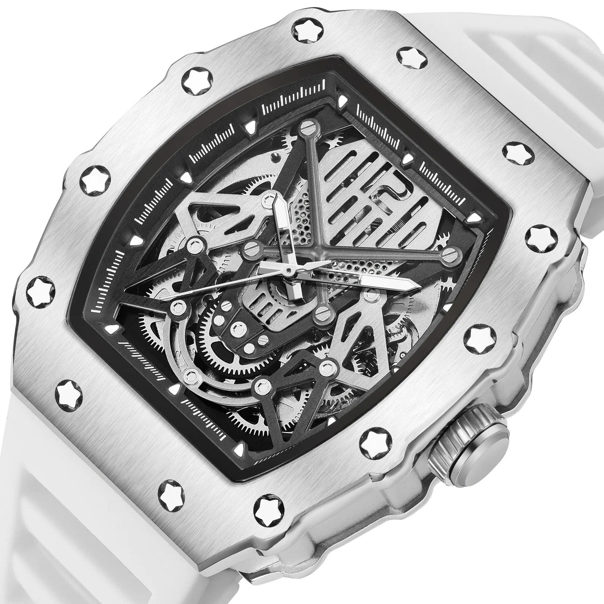 RUIMAS Luxury Watch Men Fashion Automatic Mechanical Watches Clock Silicone Strap Sport Casual Wristwatch Big Dial Reloj Hombre 341 by MEGIR WATCH GROUP