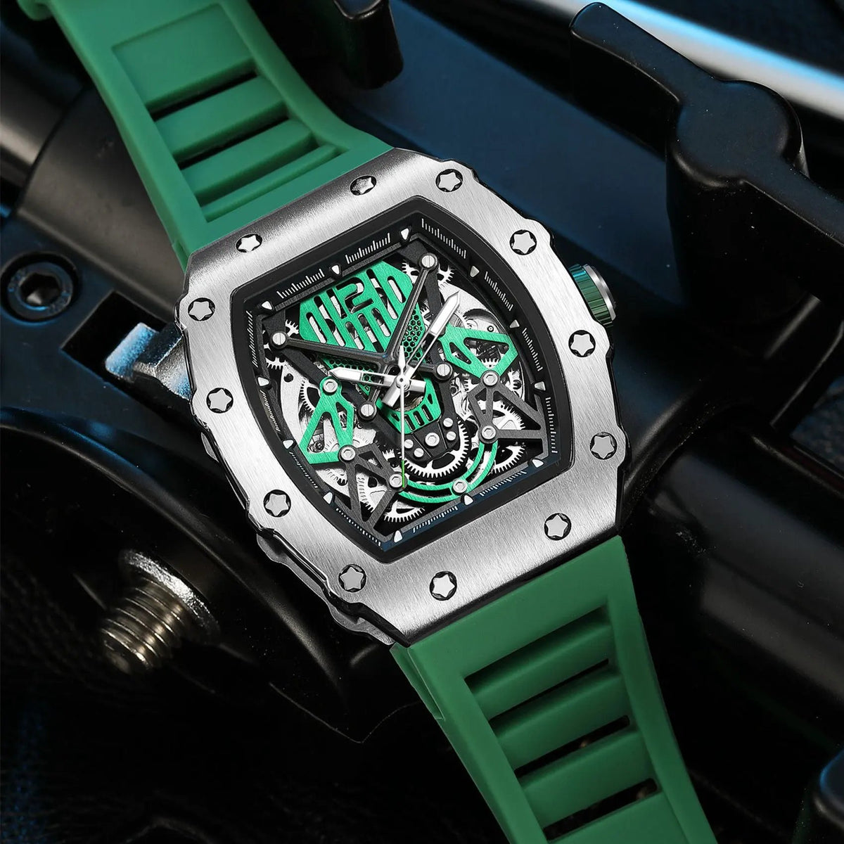 RUIMAS Luxury Watch Men Fashion Automatic Mechanical Watches Clock Silicone Strap Sport Casual Wristwatch Big Dial Reloj Hombre 341 by MEGIR WATCH GROUP