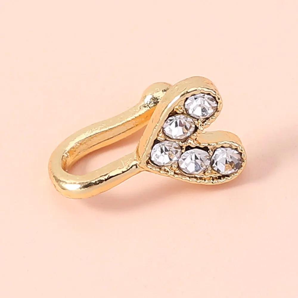 Gold rhinestone nose ring, mini crown rhinestone nose ring, piercing crown nose clip by Maiden-Art