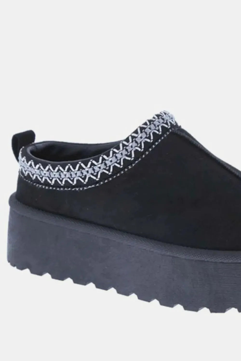 Weeboo Platform Embroidered Trim Slip-On Boots by Weeboo