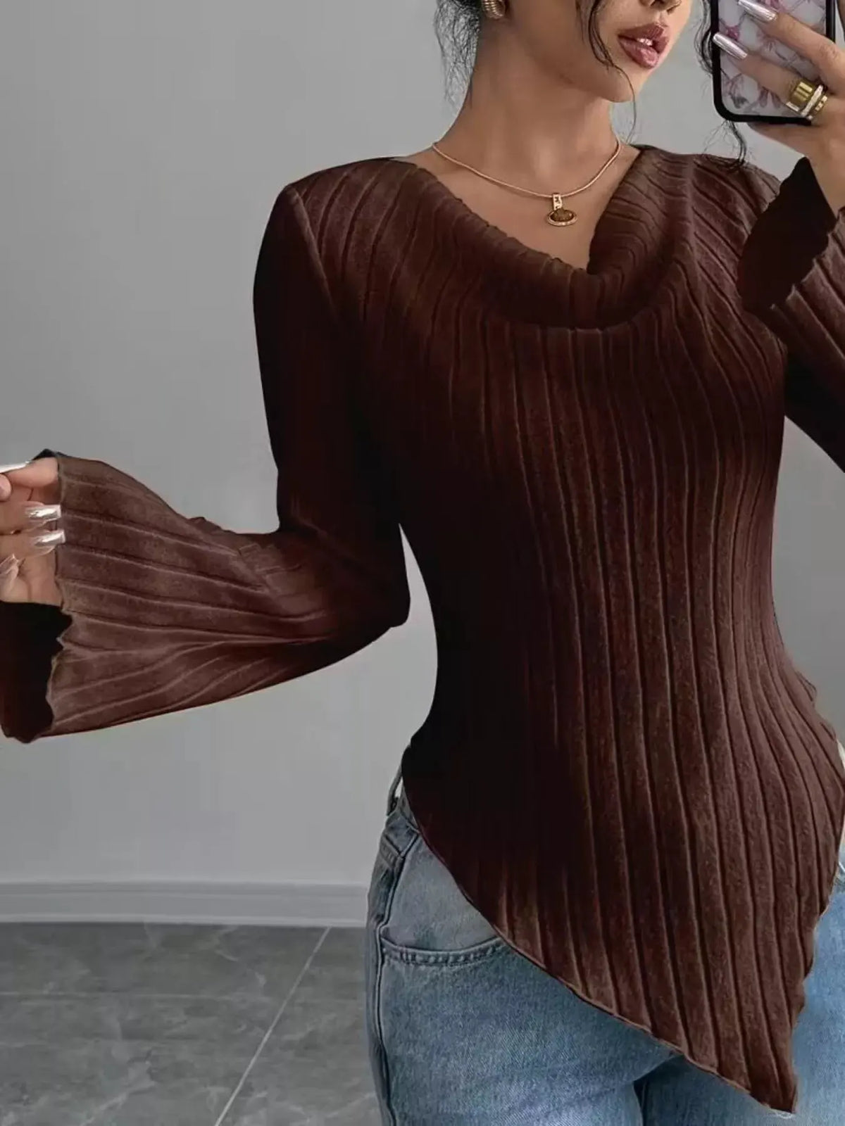 Cowl Neck Ribbed Knit Top | Partner Labels Selection by Partner Label