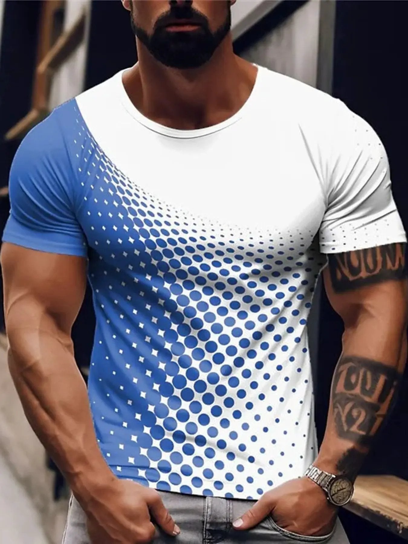 Men's Full Size Gradient Dot Print T-Shirt Plus Size by Trendsi