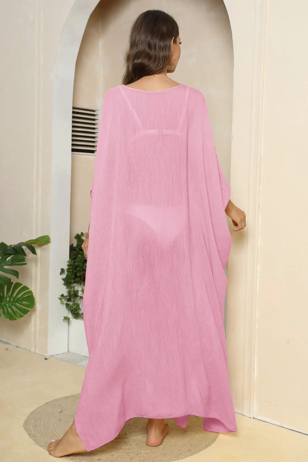 V-Neck Three-Quarter Sleeve Cover-Up by Partner Labels
