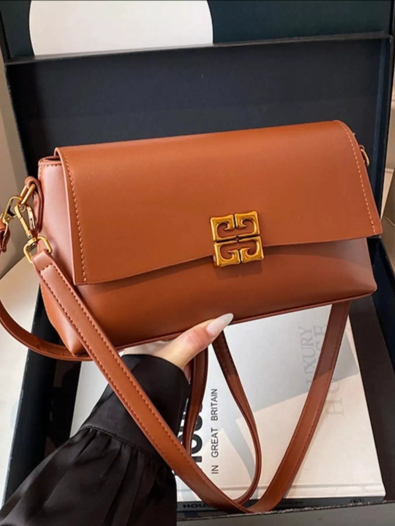 Leather Flap Crossbody Bag by Partner Label