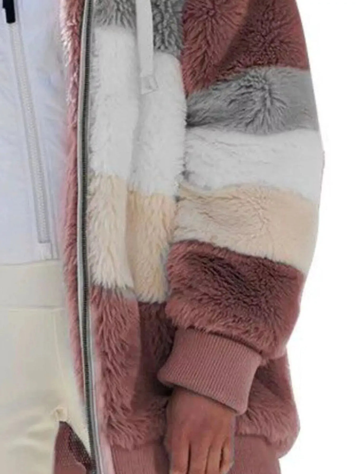 Full Size Fuzzy Zip Up Hooded Outerwear Plus Size | Partner Labels Selection by Partner Label