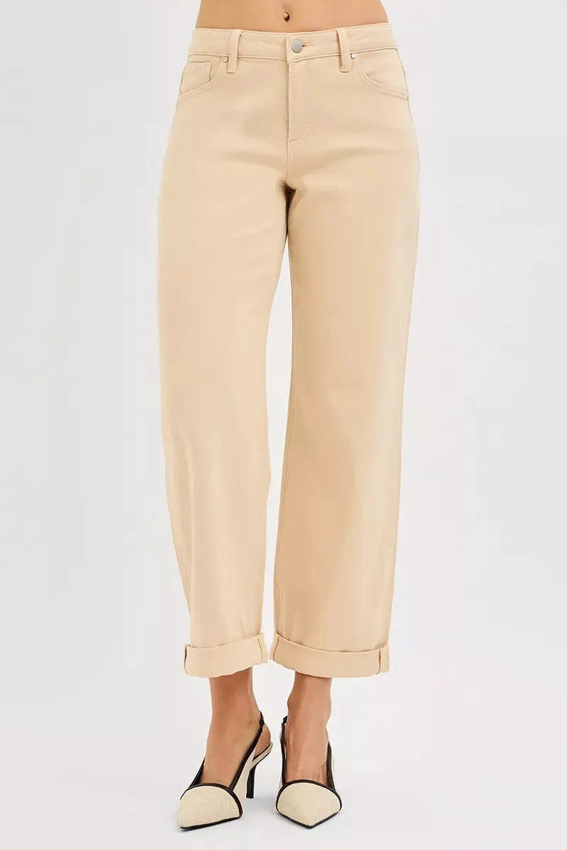 RISEN Tummy Control Mid Rise Ankle Barrel Relaxed Baggy by RISEN