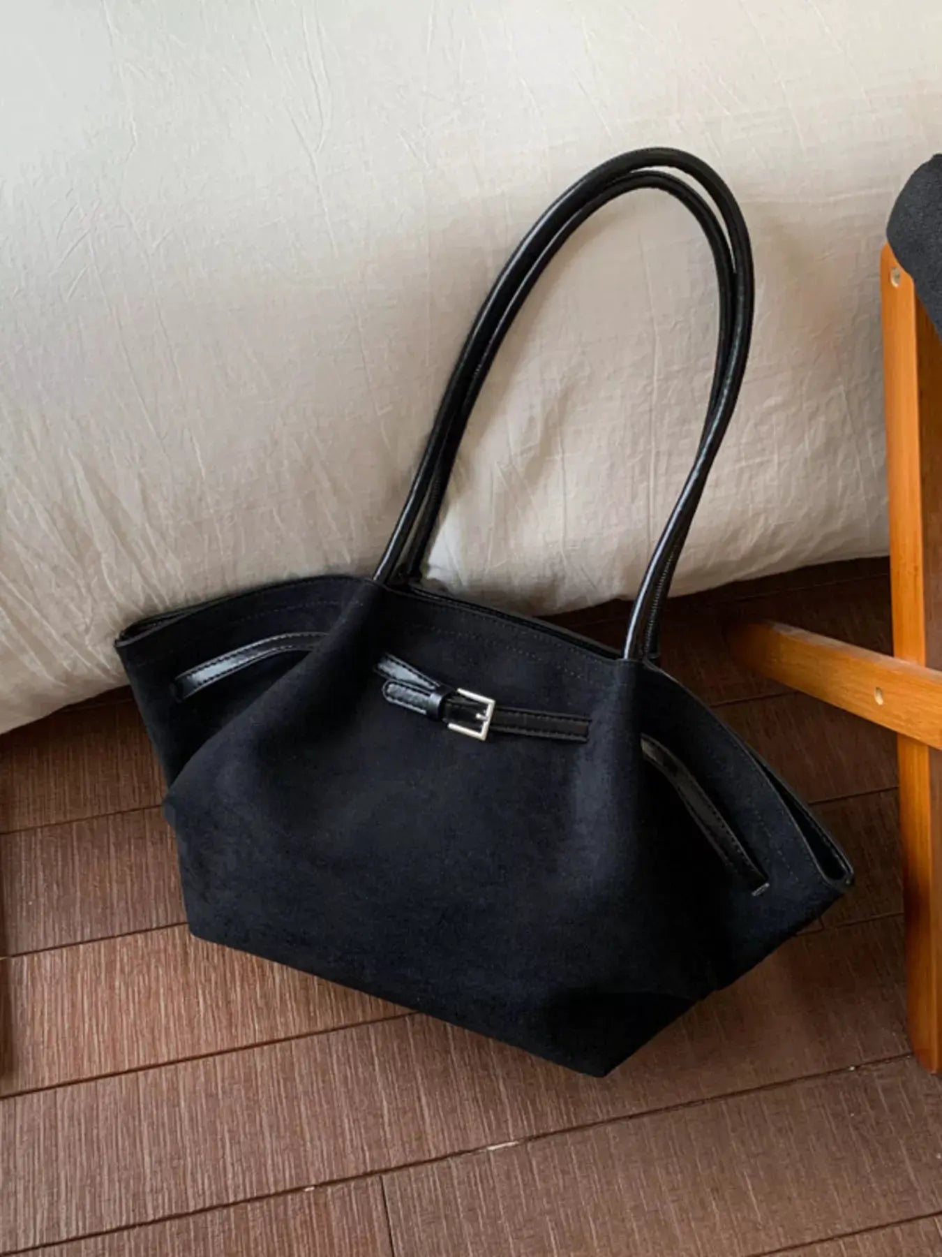 Solid Color Buckle Tote Bag by Partner Label