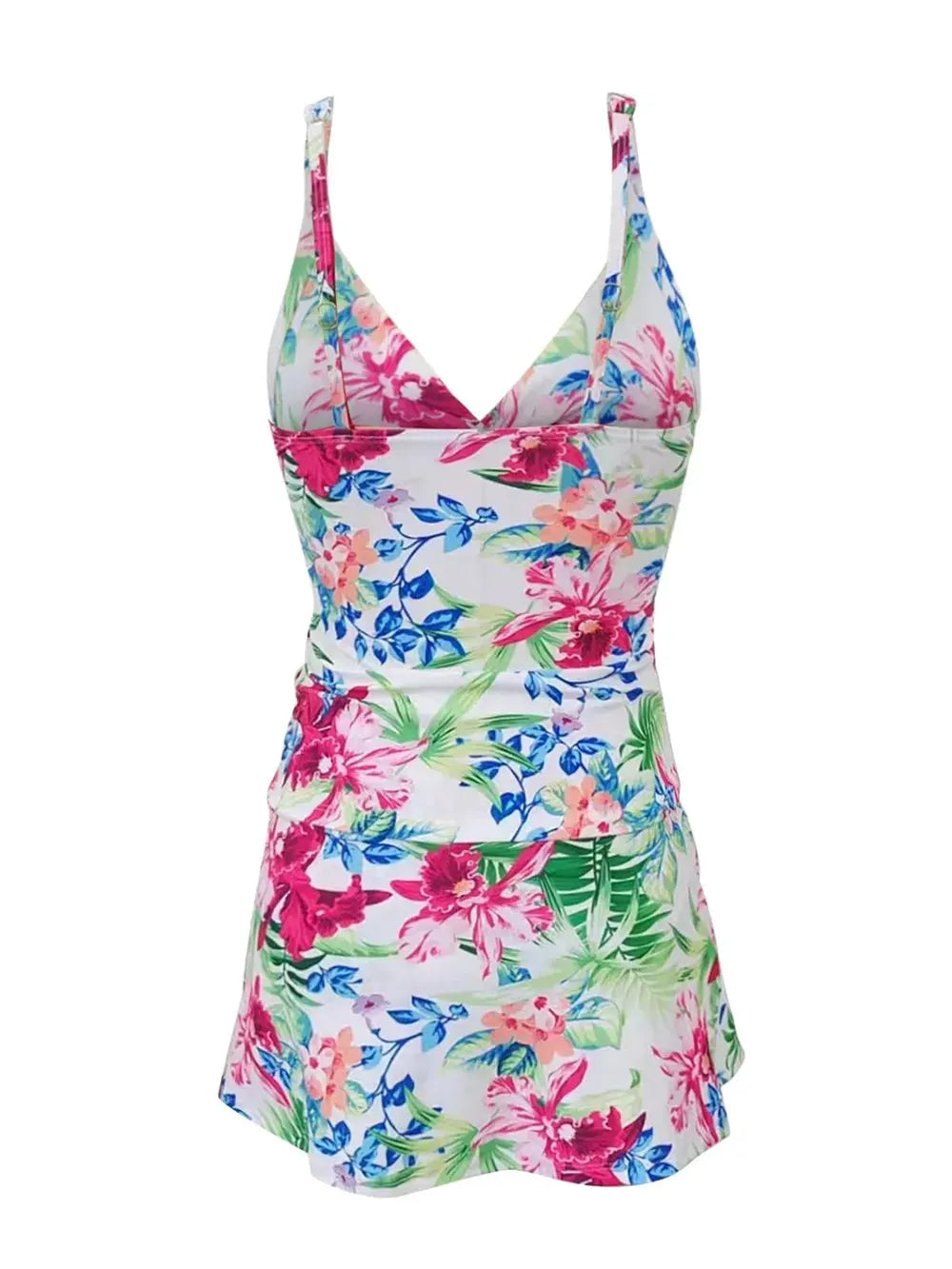 Printed Spaghetti Strap Top and Skirt Swim Set by Partner Label