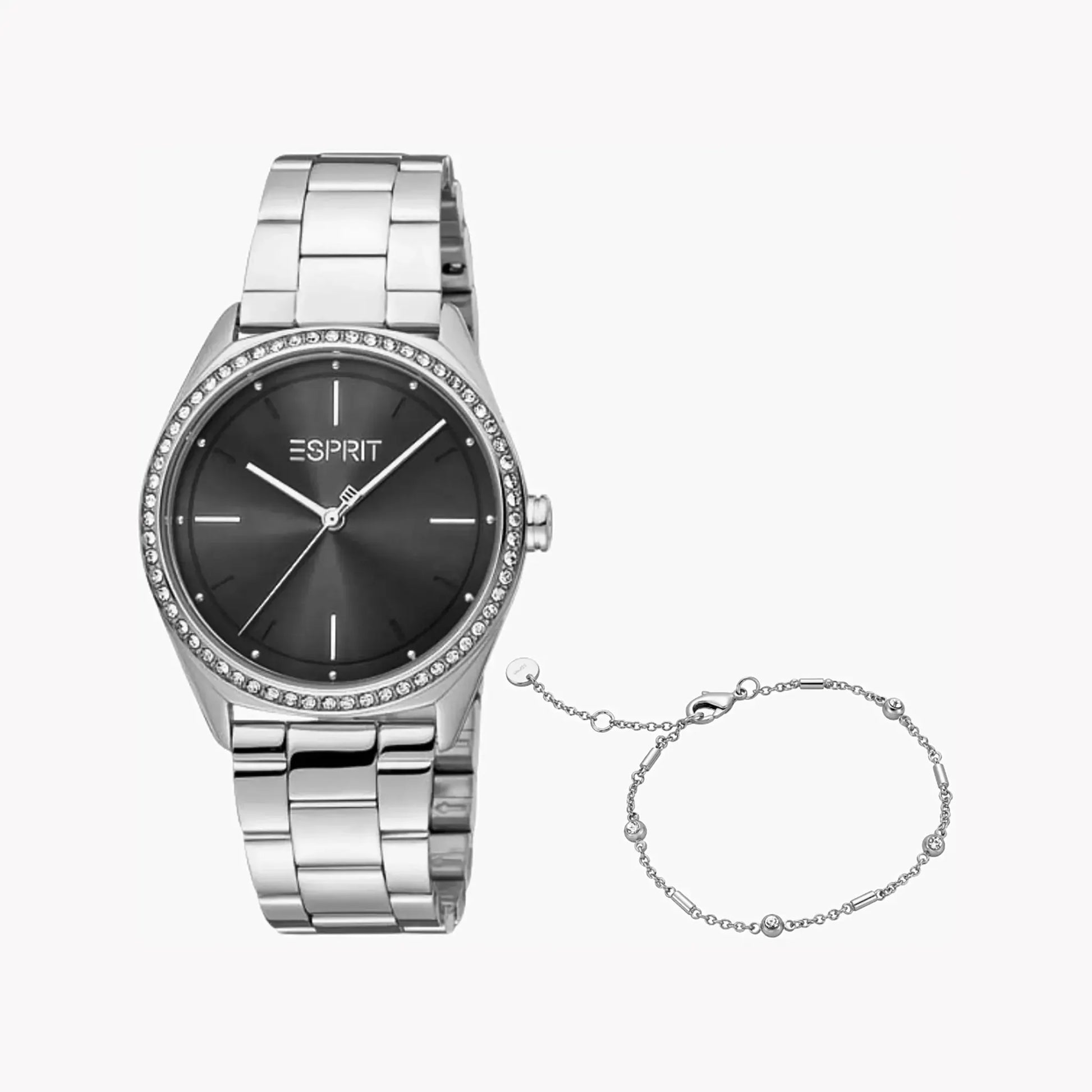 Esprit Women's Silver Stainless Steel Watch, Black Dial | Es1l106m0015 by ESPRIT