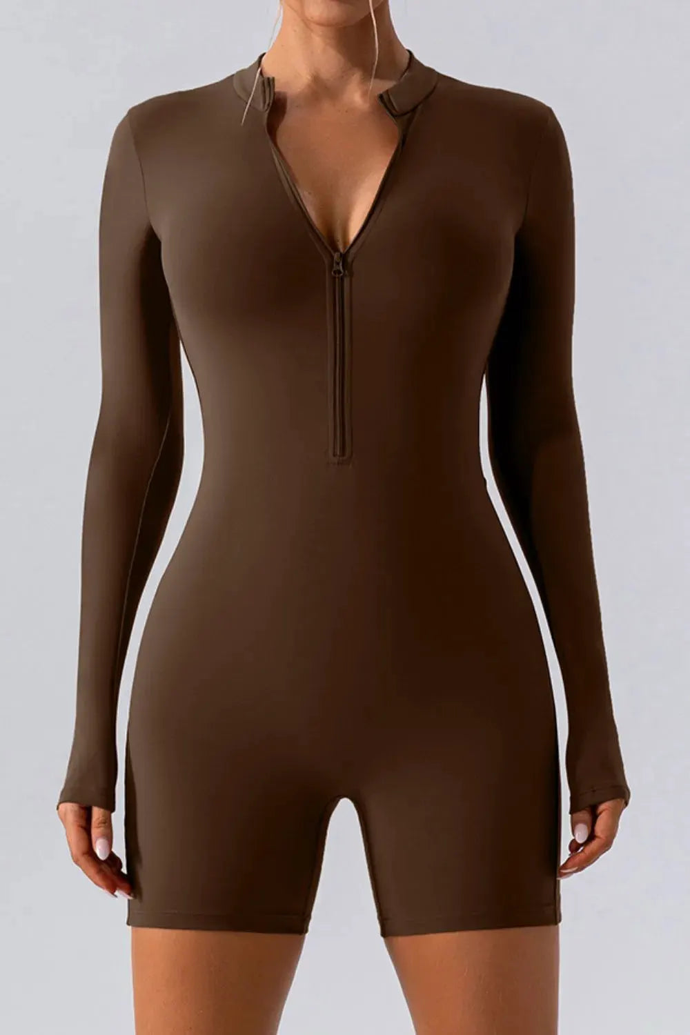 Half Zip Long Sleeve Active Romper by Partner Label