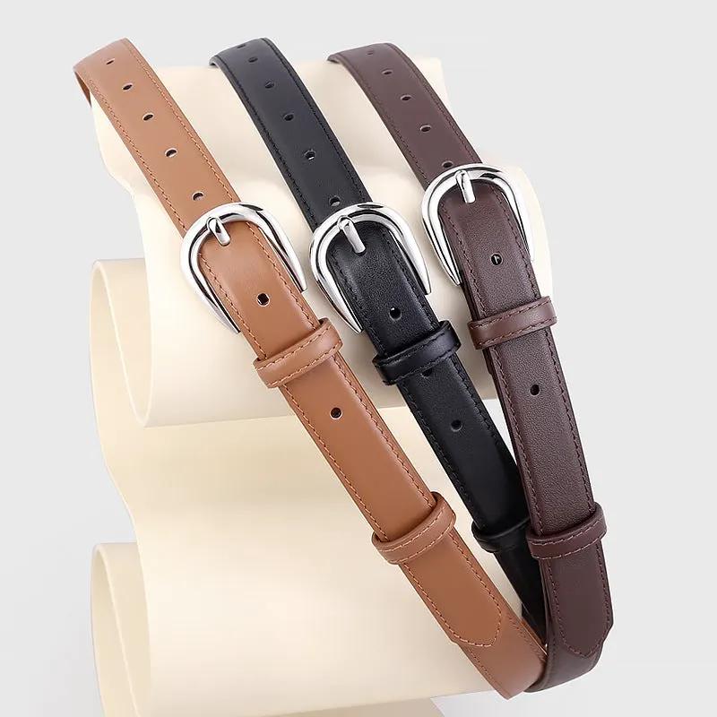 Buckle Skinny Leather Belt by Trendsi