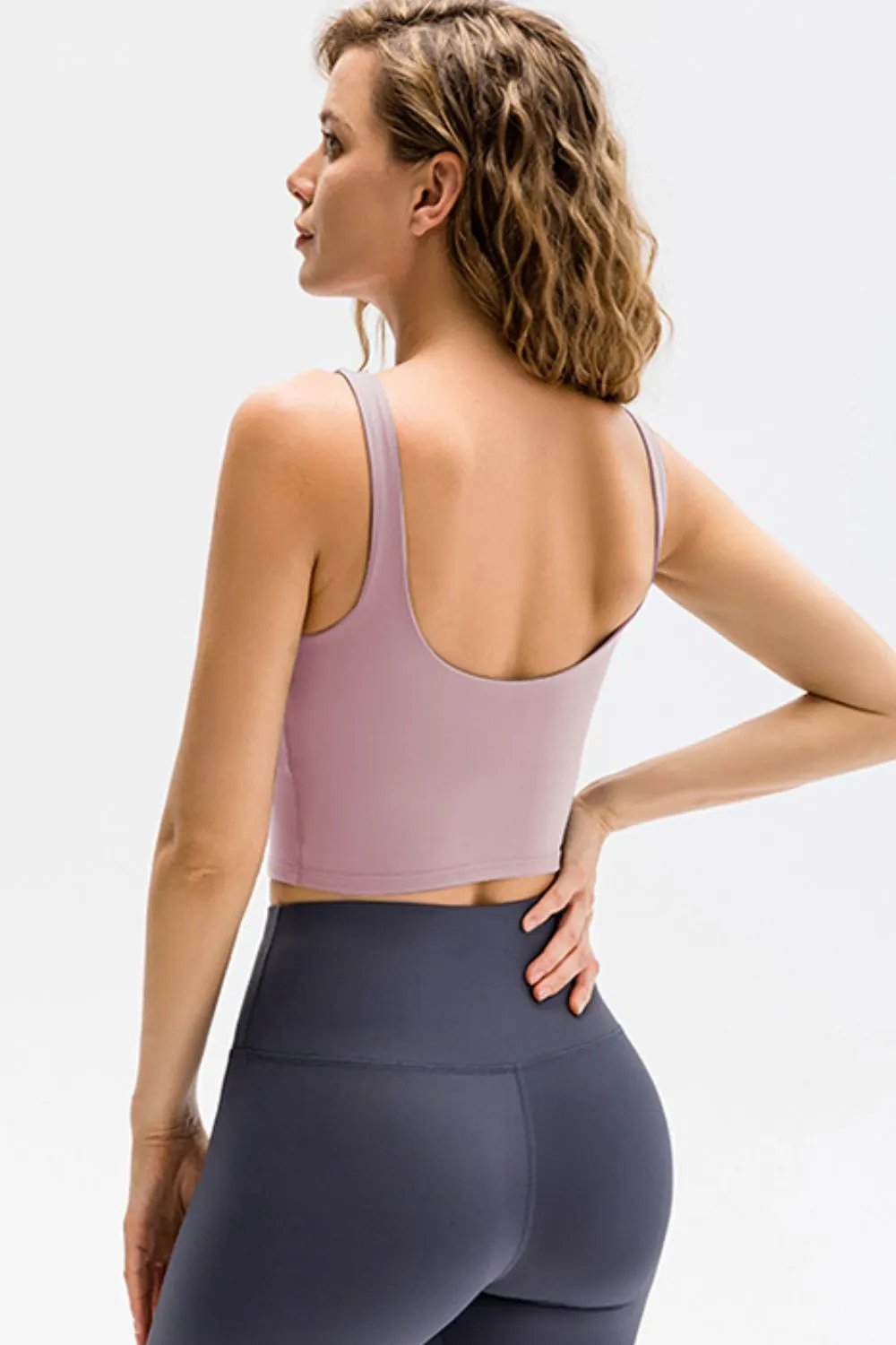 Cropped Scoop Neck Active Tank Top by Partner Label