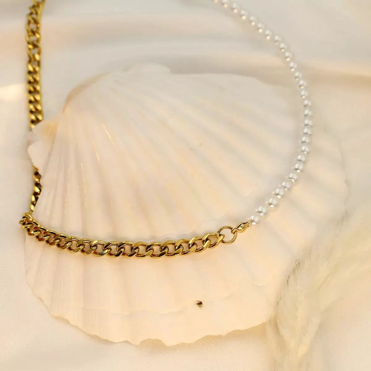 18K Gold-Plated Pearl Toggle Necklace by Partner Label