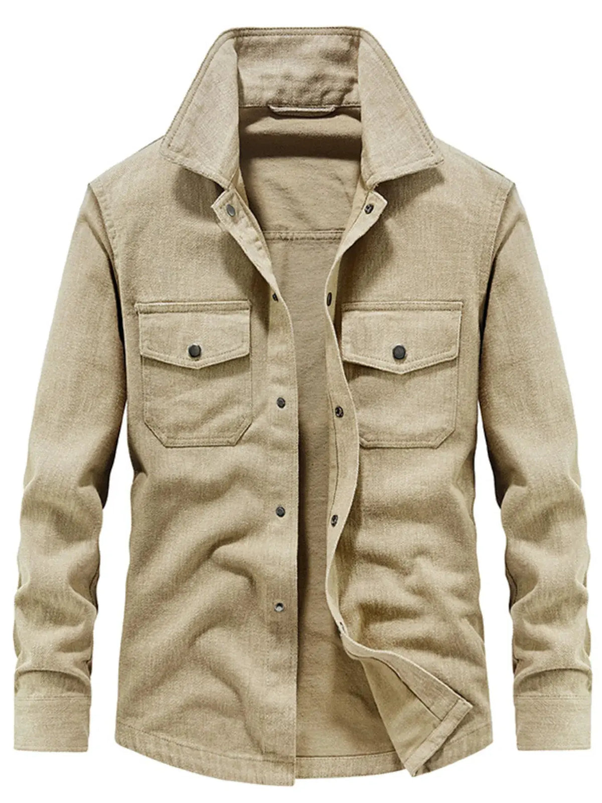 Men's Plus Size Dual Chest Pockets Shacket by Trendsi