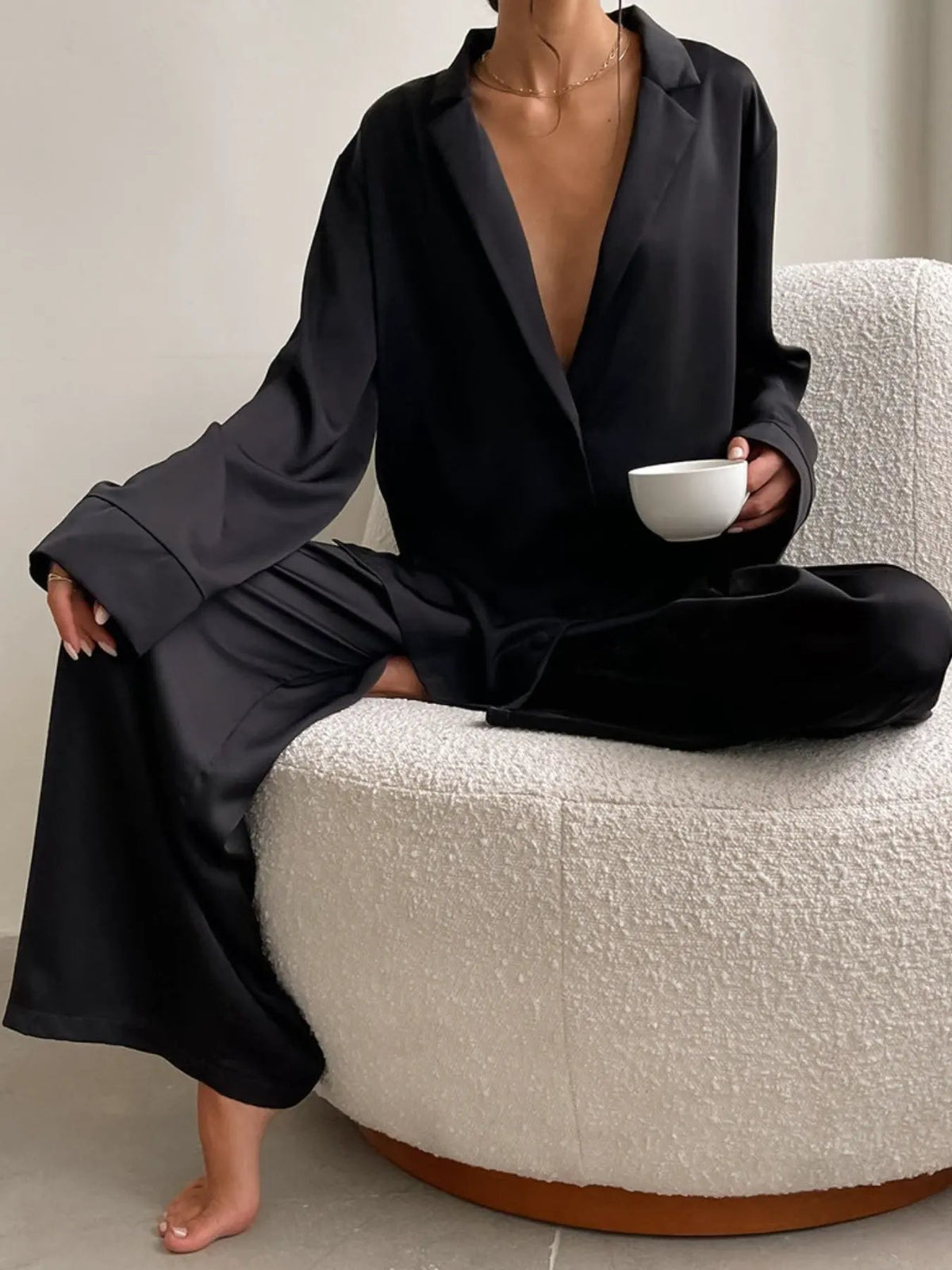 Long Sleeve Top and Wide Leg Pants Lounge Set by Partner Label
