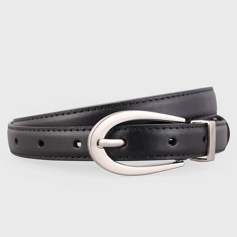 Leather Skinny Belt by Trendsi