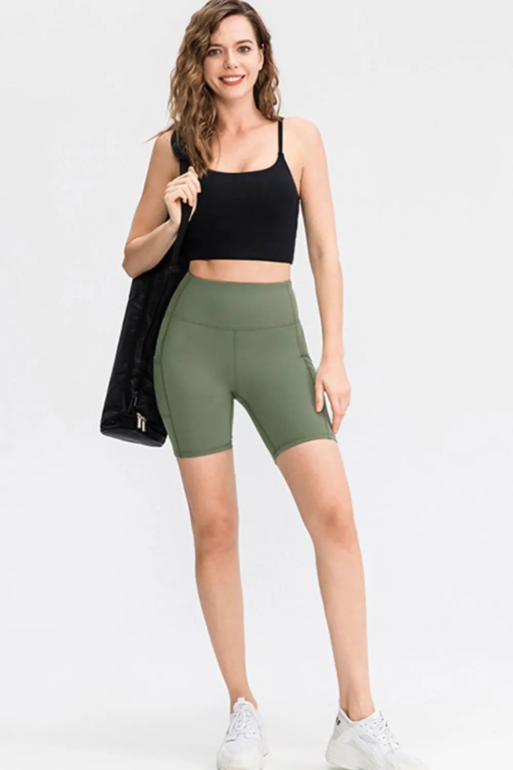 Wide Waistband Sports Shorts with Pockets by Partner Label