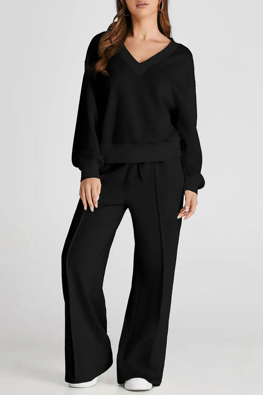 V-Neck Long Sleeve Top and Pants Active Set by Partner Label