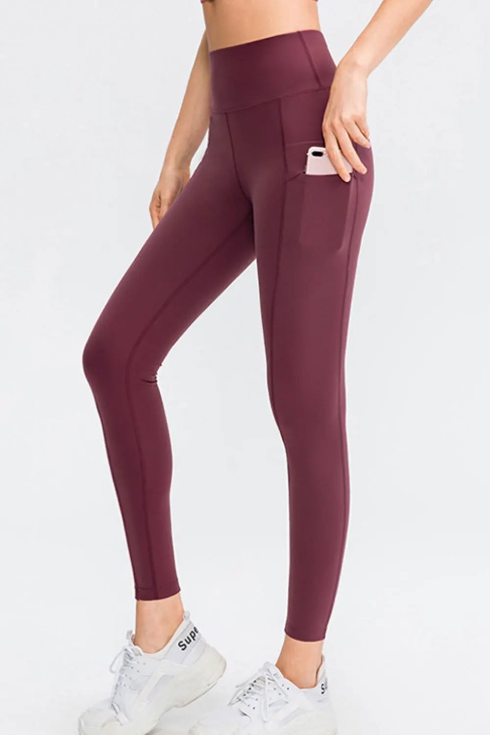 Wide Waistband Slim Fit Long Sports Pants with Pocket by Partner Label