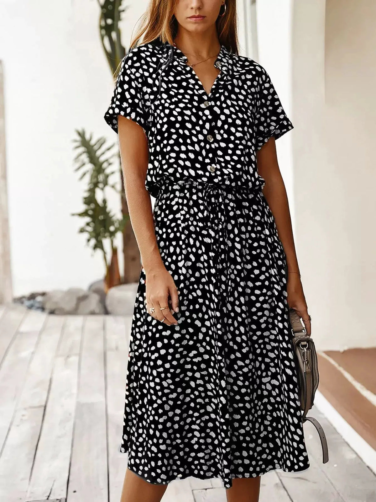Animal Print Short Sleeve Dress by Partner Label